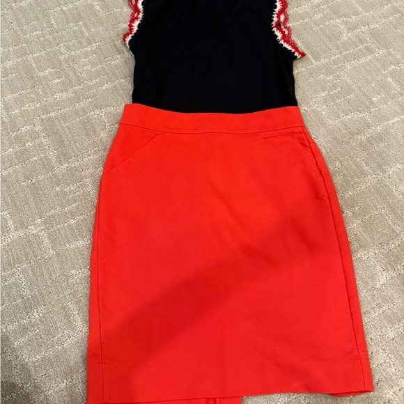 J. Crew Red Mini Pencil Skirt with Slit - Picture 3 of 6